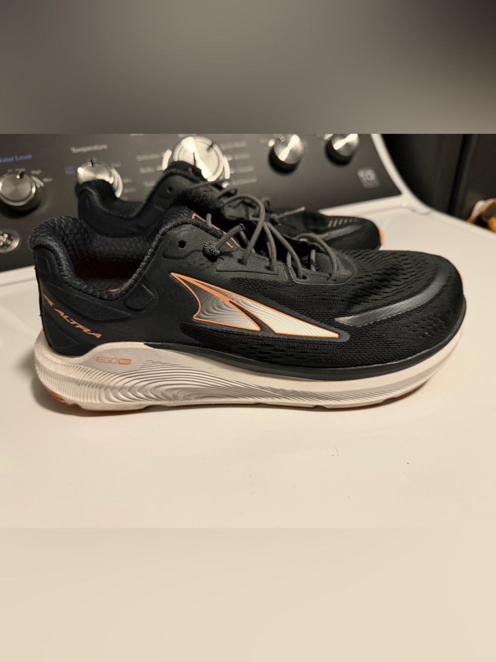 Altra Women’s Black Running Shoes with White and Orange Accent
